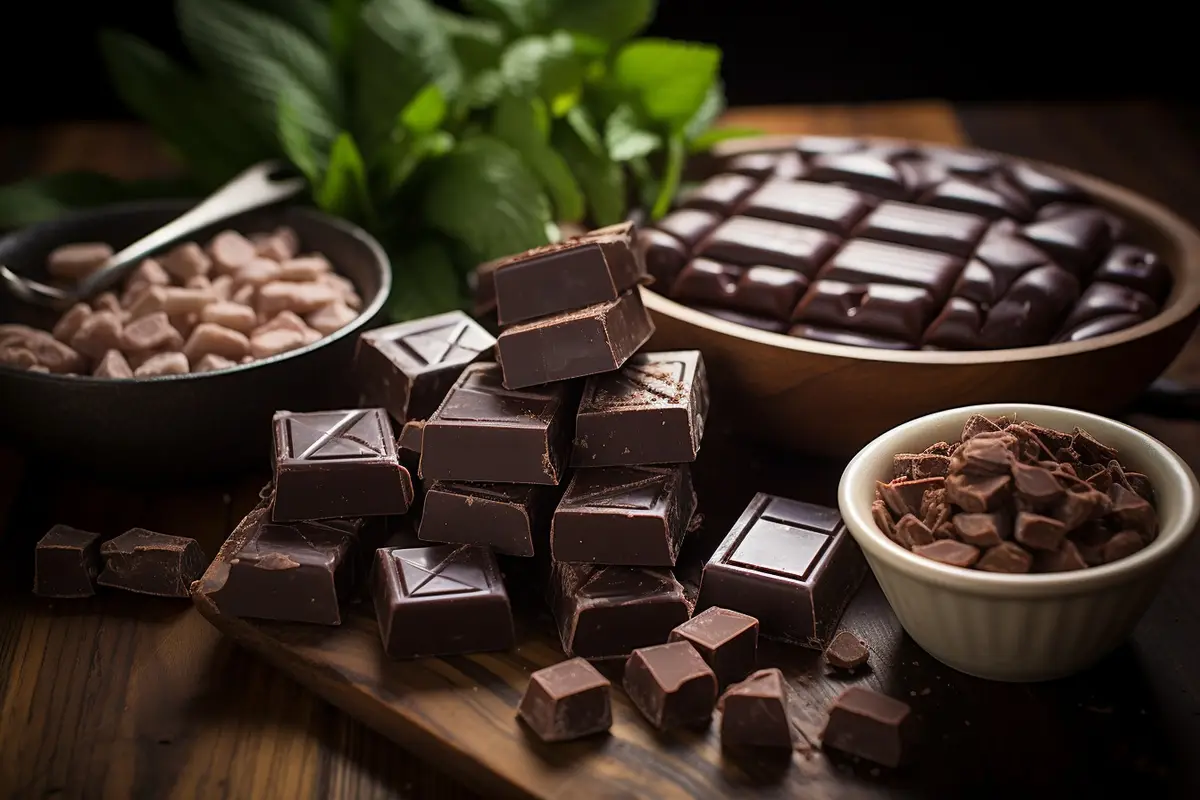Chocolatier dans un atelier suisse du XIXe siècle devant une machine en cuivre