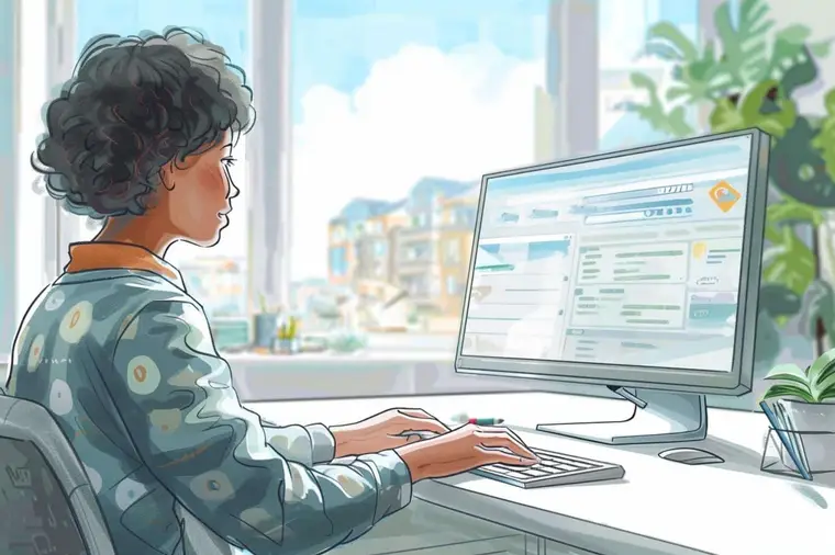 Personne se connectant à sa messagerie sur ordinateur portable à domicile