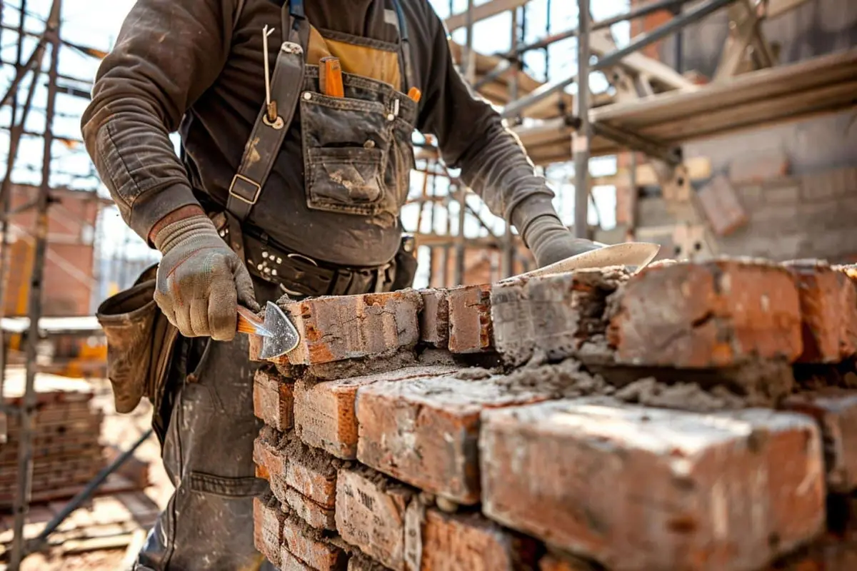 Pose de plaquettes de parement en brique sur un mur intérieur préparé