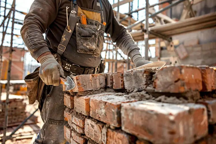 Pose de plaquettes de parement en brique sur un mur intérieur préparé
