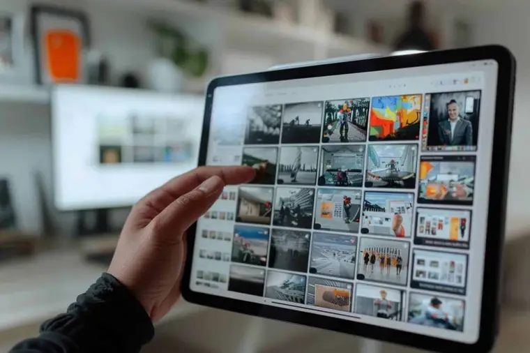 Tablette reliée par câble USB à un ordinateur portable Windows