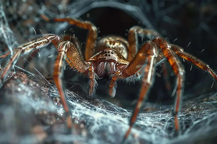Araignée sombre sur des pierres dans une végétation méditerranéenne sèche