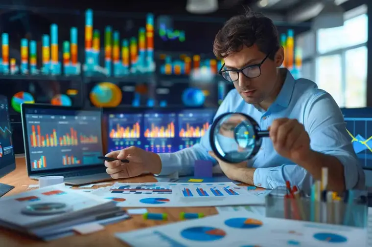 Deux collègues B2B analysent des visites d’entreprises sur un site web.