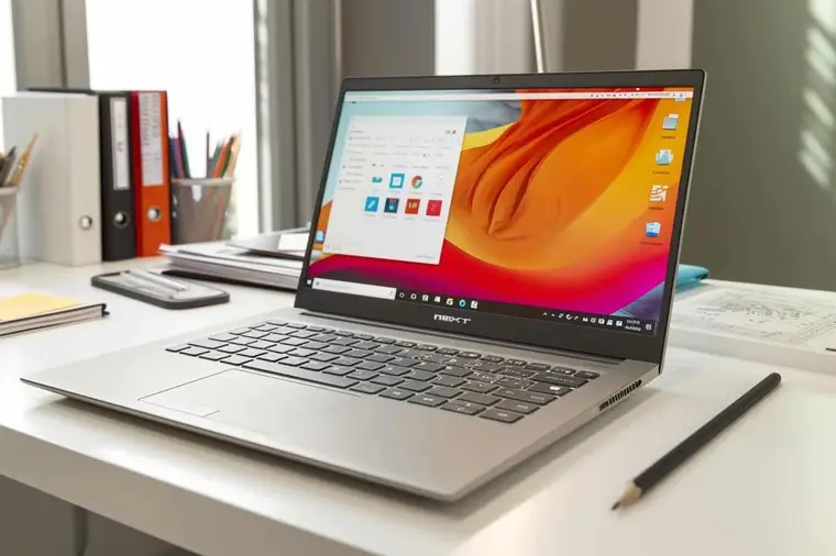 Personne vérifiant un ordinateur portable reconditionné et son chargeur sur un bureau