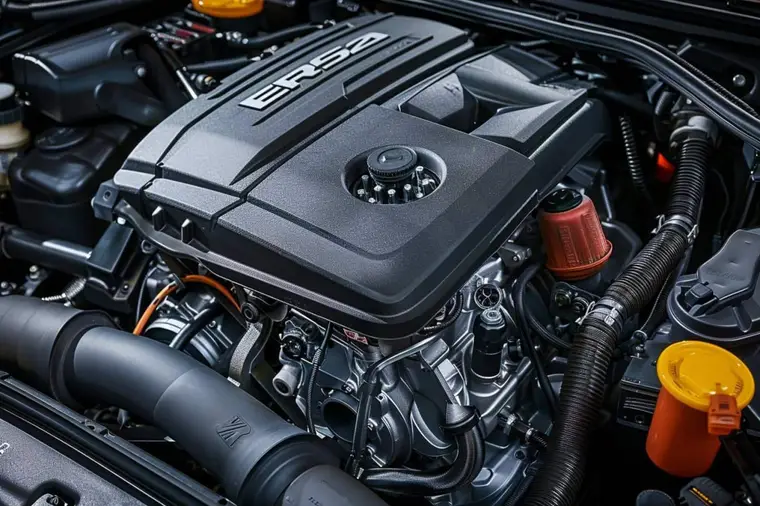 Technicien contrôlant le circuit EGR dans le moteur d’une citadine