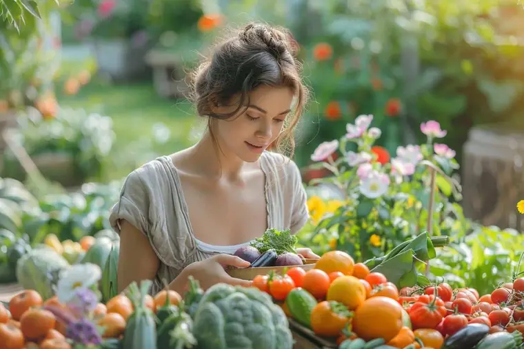 Repas équilibré avec lentilles, légumes, pain complet et verre d’eau