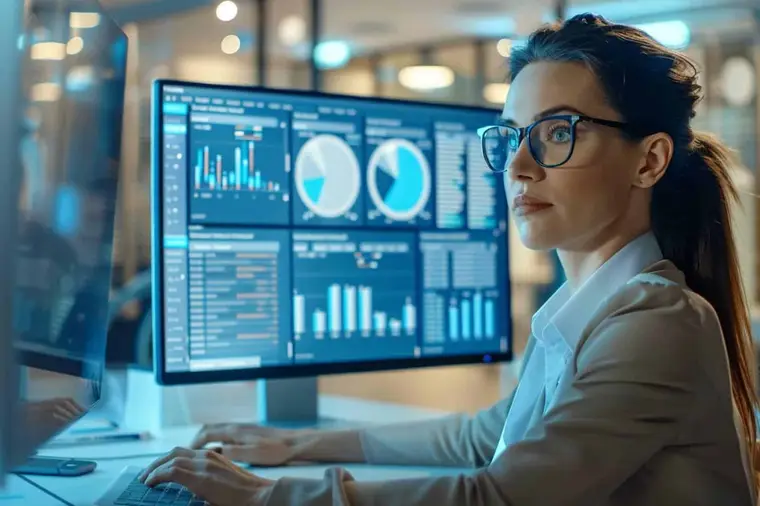 Responsable d’entreprise utilisant un scanner dans une zone de stockage organisée