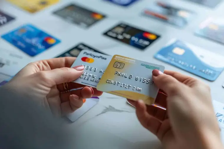 Carte prépayée non marquée, espèces et documents tarifaires sur une table