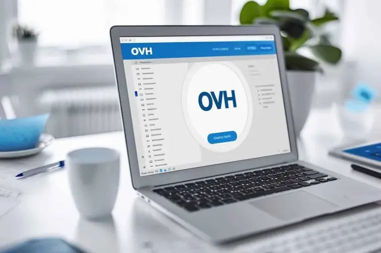 Personne configurant une messagerie professionnelle sur ordinateur portable dans un bureau