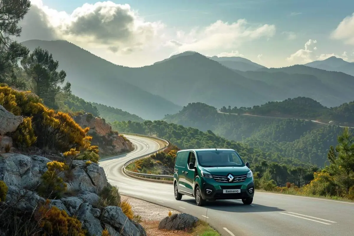 Berlingo familial avec vélos et bagages devant un sentier de randonnée