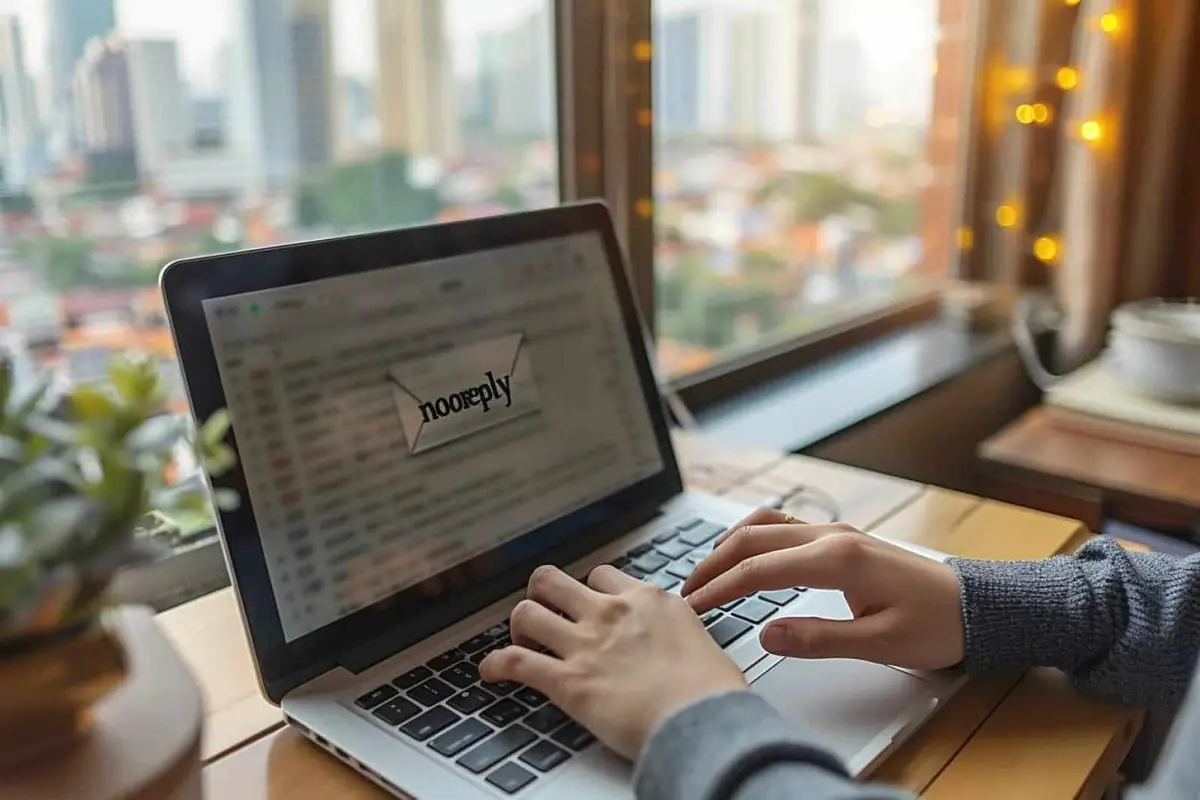 Employée de support traitant les réponses aux e-mails dans un bureau
