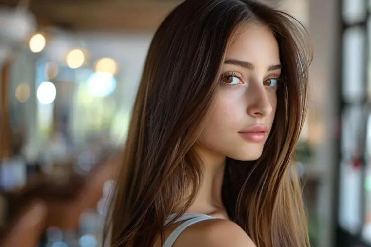 Cheveux longs séparés en sections avant une coupe dégradée douce