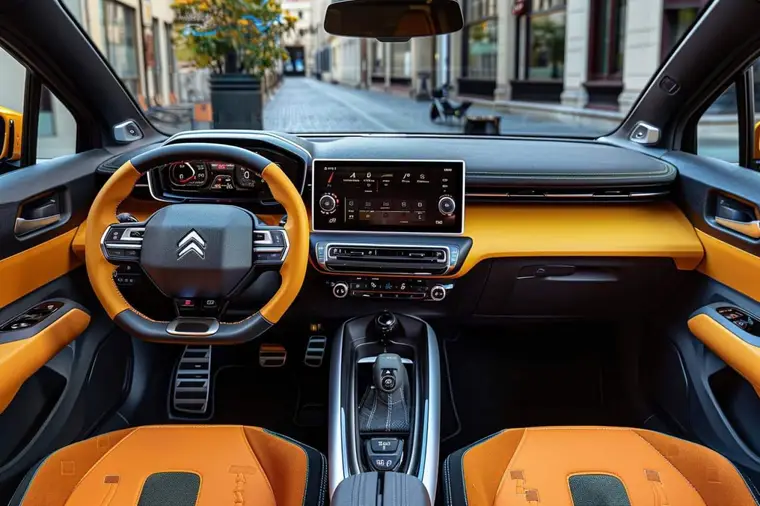 Habitacle avant d’un C4 Cactus avec sangles et boîte à gants haute