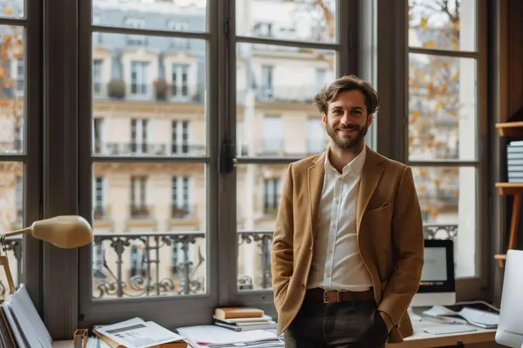 Résidente comparant des documents d’assurance dans un appartement parisien lumineux