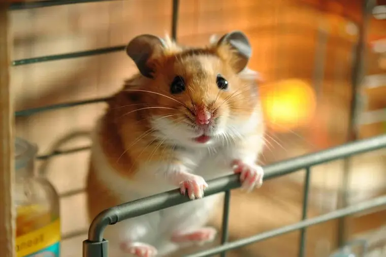 Jeunes hamsters autonomes mangeant près de leur mère dans un habitat calme