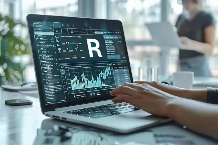 Analyste examinant des graphiques statistiques et un jeu de données au bureau