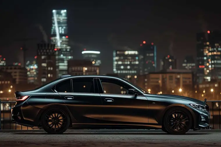 BMW X6 noir absolu exposé sous un éclairage latéral de studio