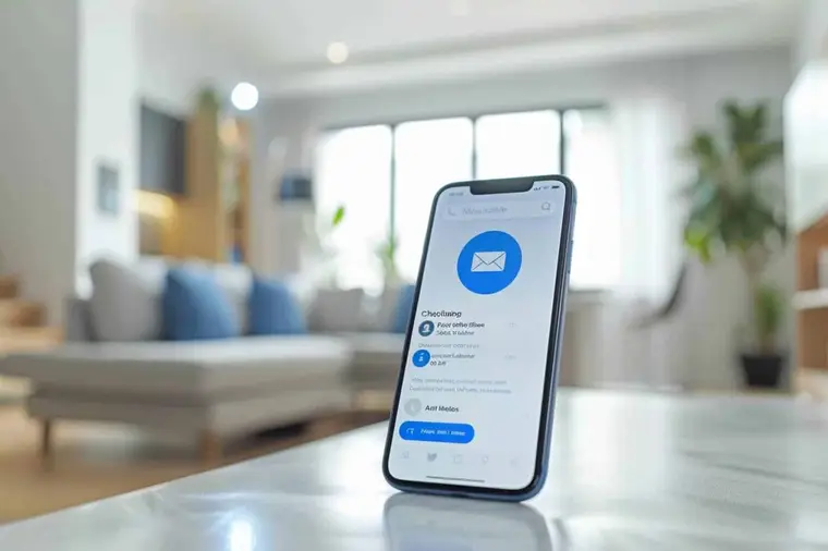 Personne triant ses conversations privées sur un smartphone à une table
