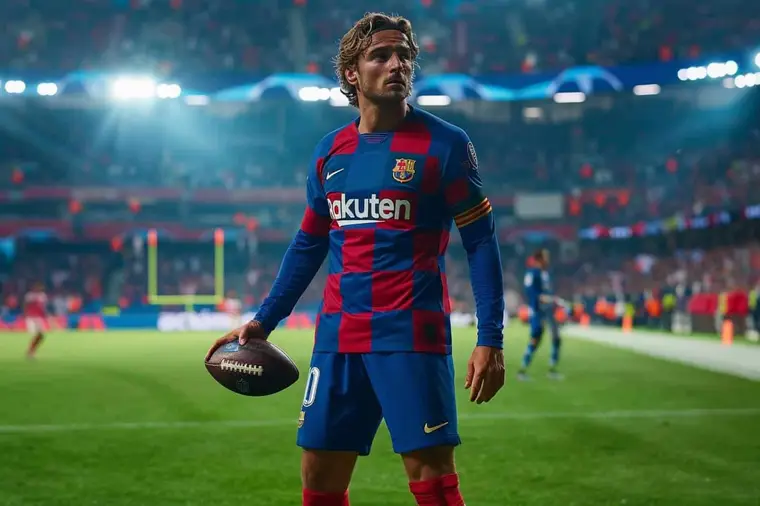 Footballeur professionnel courant à l’entraînement sur une pelouse de stade madrilène