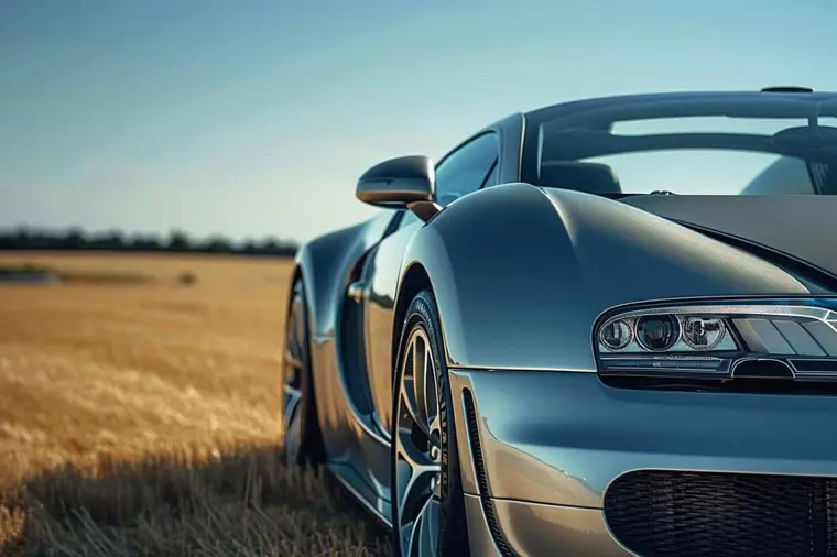 Roadster hypercar à toit amovible stationné sur une piste d’essai