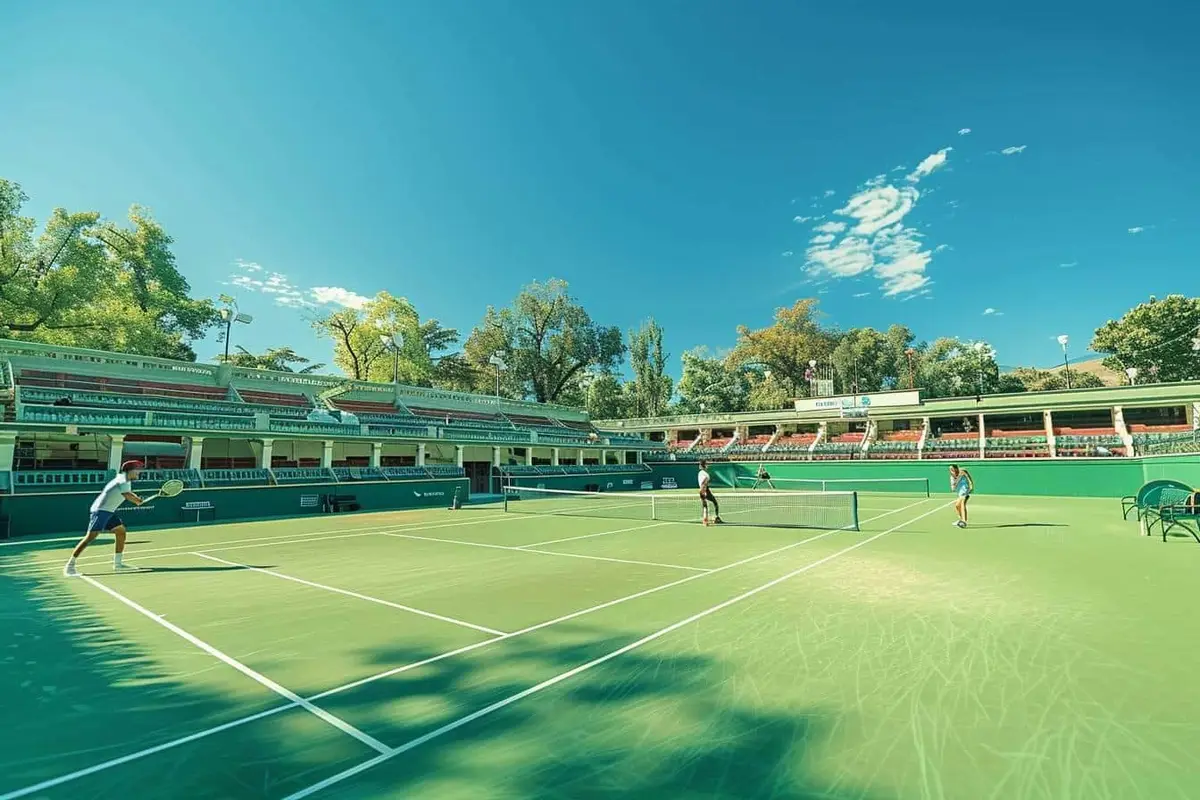 Organisateur affichant le tableau d’un tournoi sur des courts de tennis