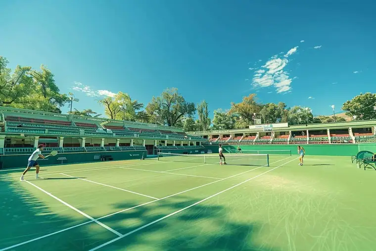 Organisateur affichant le tableau d’un tournoi sur des courts de tennis