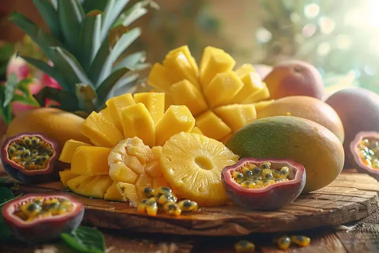 Verrines de mangue, crème coco et fruit de la passion