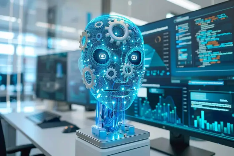 Responsable support préparant les réponses d’un assistant chatbot au bureau